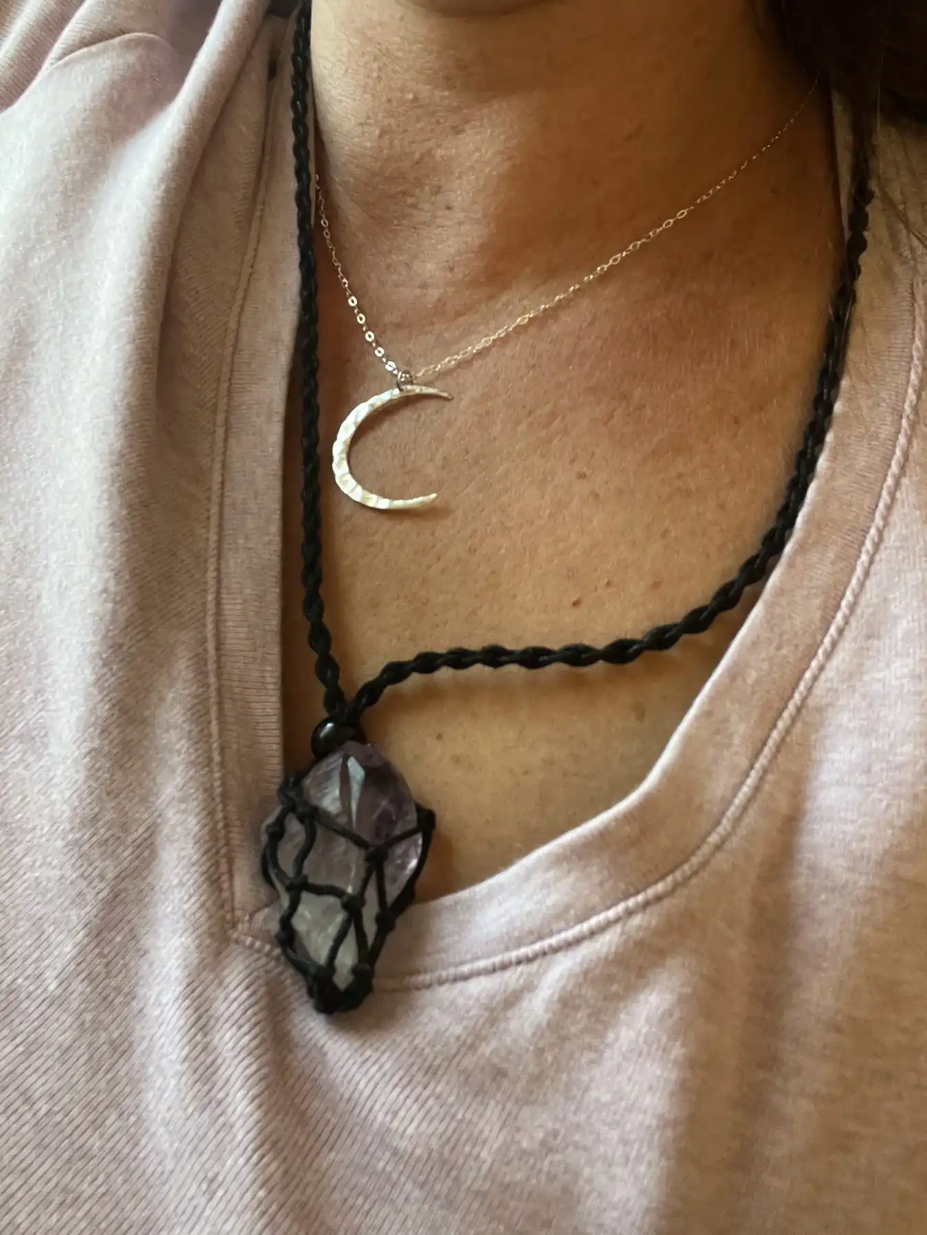 Necklaces, layered and worn