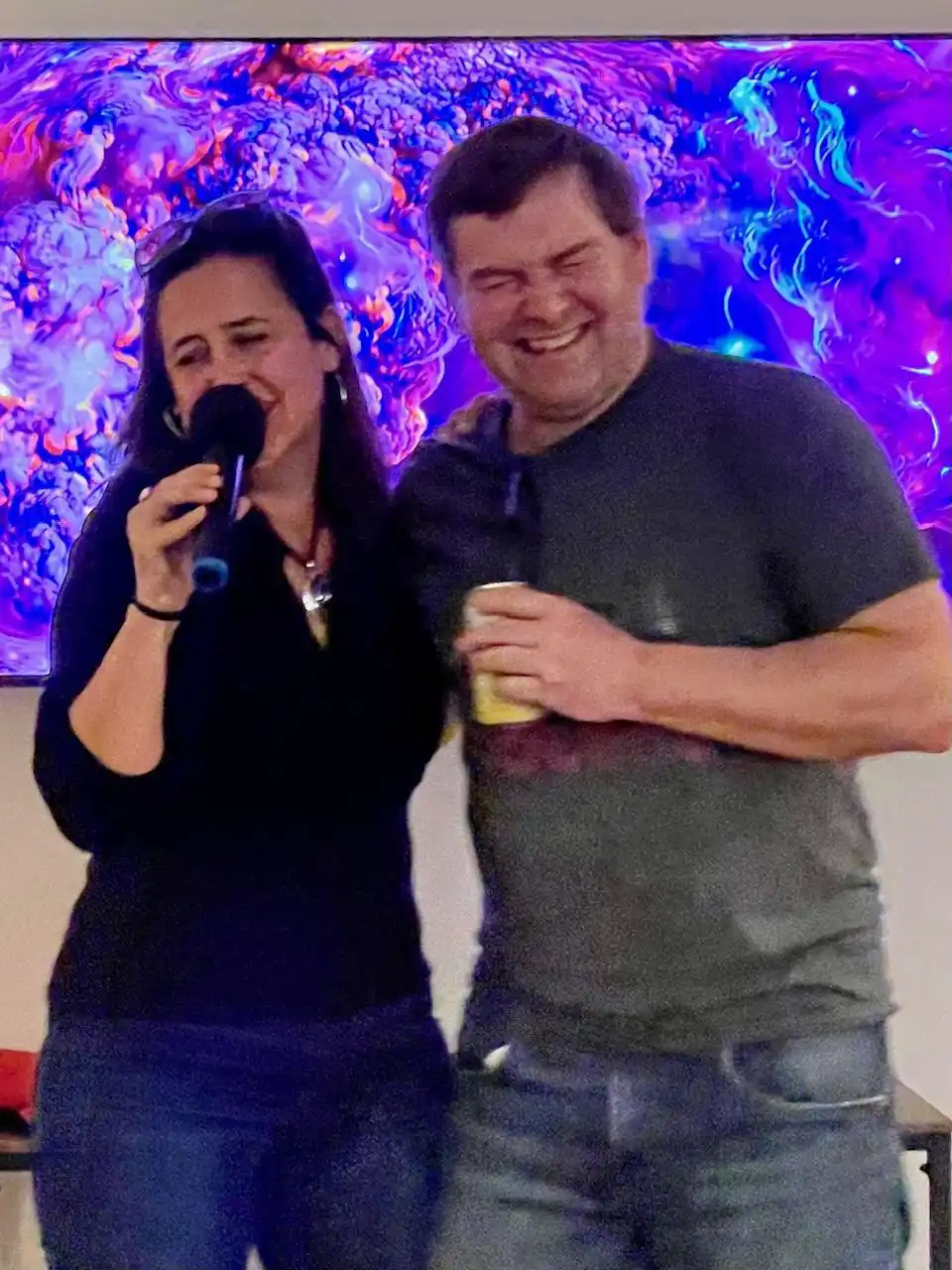 Atieno and forum members at karaoke